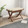 Tangkula Folding Natural Rattan Ottoman w/ Hand-woven Seat & X-shaped Teak Wood Frame - 2 of 4