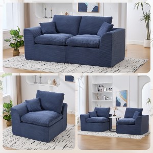 Modular Sectional Sofa Upholstered Loveseat 2-Seater Cloud Couch with Removable Cushion Cover, No Assembly Needed - ModernLuxe - 1 of 4