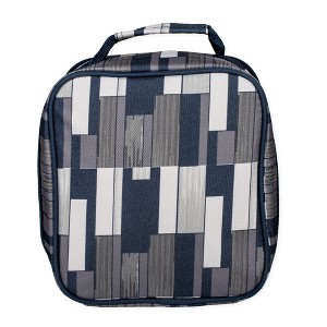 Grey Pixel Stripe Water Resistant Zipper Closure Insulated Soft Cooler Lunch Bag - 1 of 3
