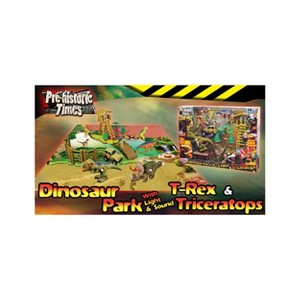 Pre-Historic Times Dinosaur Park w/ Light & Sound T-Rex & Triceratops Figures - 1 of 4