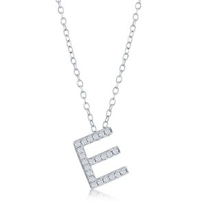 Bella Silver Sterling Silver Micro Pave  Initial 18" Pendant Necklace - 1 of 2