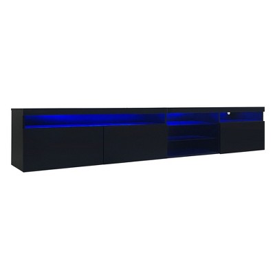 NicBex Modern TV Stand with LED for TVs up to 105 Inches,TV Console Table with 2 Glass Shelves and 2 Cabinets