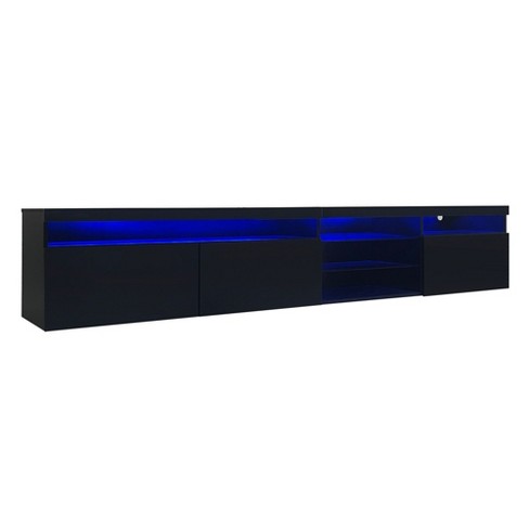 Nicbex Modern Tv Stand With Led For Tvs Up To 105 Inches tv Console Table With 2 Glass Shelves And 2 Cabinets black Target