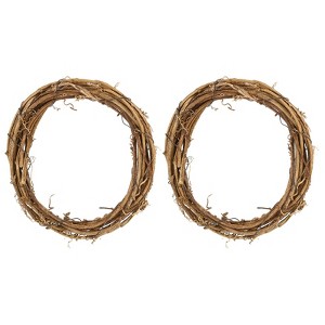 Unique Bargains Metal Door Window Decorations Hoop Rattan Wreaths 2 Pcs - 1 of 4