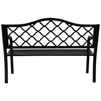 Sunnydaze 50-Inch Black Cast Iron Lattice Outdoor Garden Bench