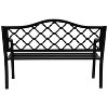 Sunnydaze 2-Person Lattice Design Black Cast Iron Outdoor Garden Bench - 2 of 4