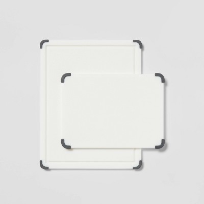 2pc Nonslip Poly Cutting Board Set White - Made By Design™
