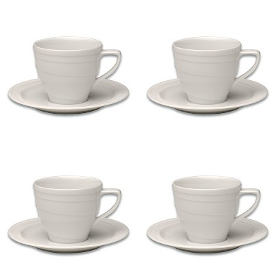 BergHOFF Essentials 4Oz Porcelain Cup & Saucers, Set of 4