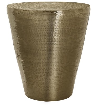 Accent Table Drum Side End Nightstand Lamp Living Room Bedroom Gold Metal Contemporary Modern