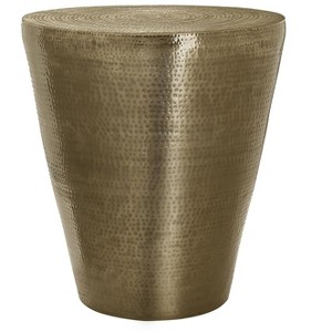 Accent Table Drum Side End Nightstand Lamp Living Room Bedroom Gold Metal Contemporary Modern - 1 of 4