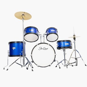 StarQuest Junior 5-Piece Drum Set, Metallic Blue Finish with Bass, Snare, 2x Toms, Floor tom, High Hats and Crash Cymbal, Perfect for Young Drummers - 1 of 4
