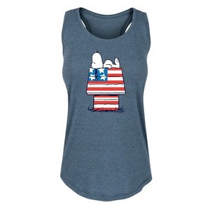 Women's - Peanuts - Flag House Graphic Racerback Tank - 1 of 4