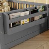 APRILSOUL78.50" Twin Montessori Floor Bed Frame with High Rails, Wood Kids Floor Beds with Light and Storage Shelf - 4 of 4