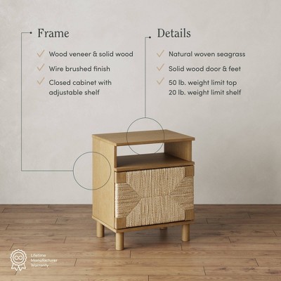 Beacon Light Brown Wood and Seagrass Nightstand