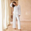 Women's Elegant Ribbed Lace-Up Loungewear Pajama Set - Cupshe - 2 of 4