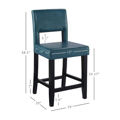 Vega 24" Blue Faux Leather and Wood Counter Stool