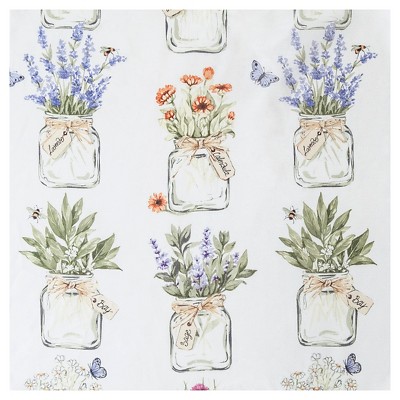 White Floral Semi-Sheer Rod Pocket Kitchen Valance