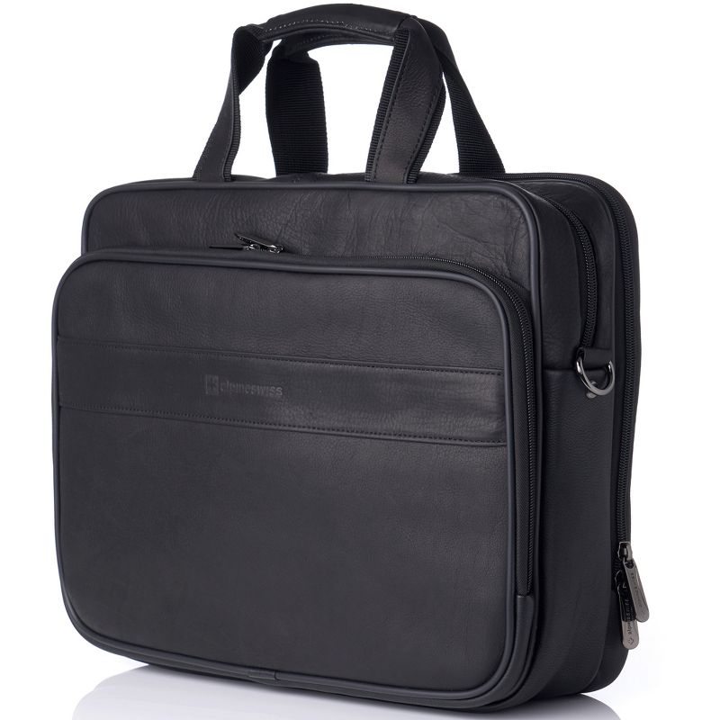 Alpine Swiss Messenger Bag Colombian Leather 15.6” Laptop Briefcase Portfolio, 3 of 11
