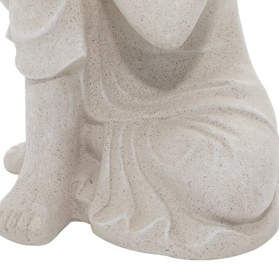 20" Gray Magnesium Oxide Meditating Buddha Garden Sculpture
