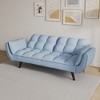JUJABU 57" Blue Loveseat Sofa with Soft Armrests and Throw Pillow for Apartment or Small Spaces - 3 of 4
