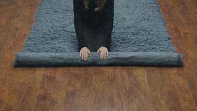 Handmade Tan Shag Wool and Synthetic Rug