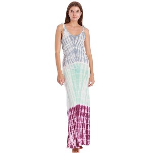 Riviera Sun Womens Tie Dye Maxi Dress - Side Slit Knit Sundress for Women - 1 of 3