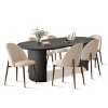 Modern Dining Set for 6,Oval 79" Black Dining Table & Upholstered Armless Dining Chair with Walnut Metal Legs for Dining Room,Farmhasue-Tanpinhause - 2 of 4