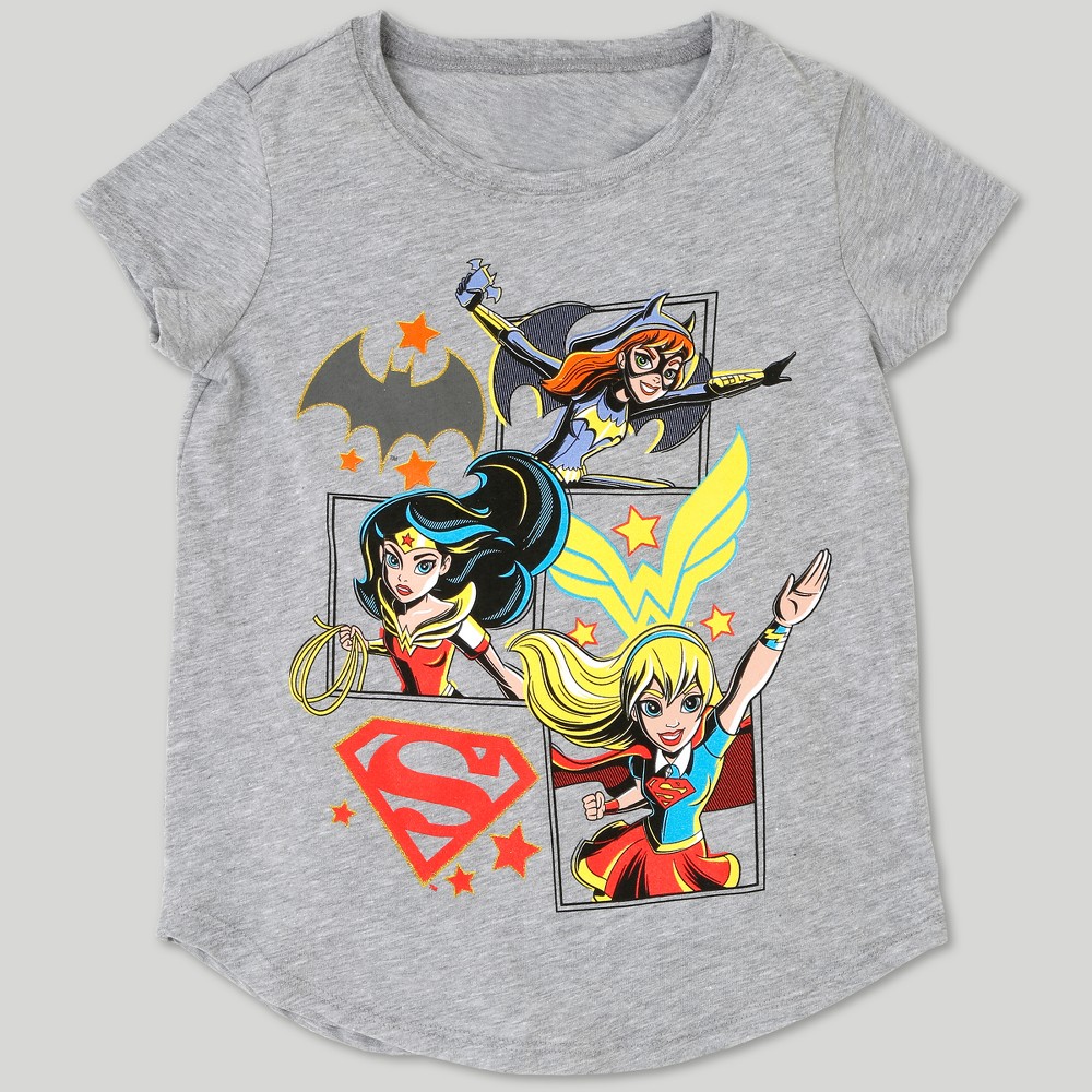Girls' DC Super Hero Girls Short Sleeve T-Shirt - Heather Gray XL