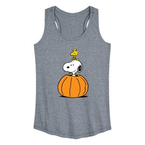Women's - Peanuts - Snoopy Woodstock Pumpkin Graphic Racerback Tank - 1 of 4