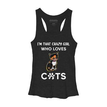 Women's Design By Humans I'm That Crazy Girl Who Loves Cats Cartoon By MeowShop Racerback Tank Top