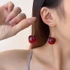 Cherry Earrings for Women Fun Fruit Drop Dangle Earrings Cute 3D Red Jewelry Unique Fruit Charm Jewelry for Women - 3 of 4