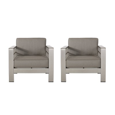Christopher Knight Home Cape Coral Outdoor Aluminum Club Chairs  with Sunbrella Cushions (Set of 2)