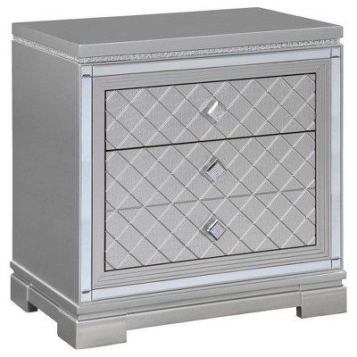 Coaster,Eleanor Rectangular 2-drawer Nightstand Metallic