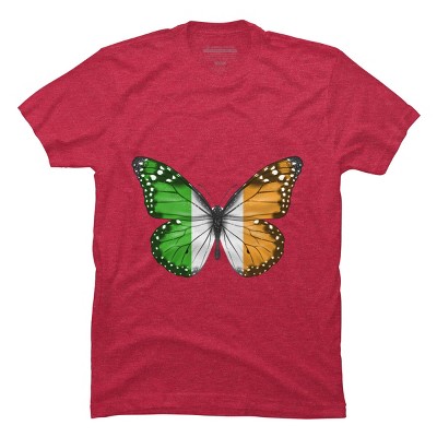 Men's Design By Humans Butterfly Flag Of Ireland By GiftsIdeas T-Shirt