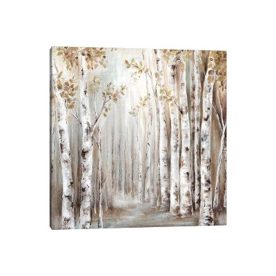 Sunset Birch Forest Landscape Canvas Print Wall Art