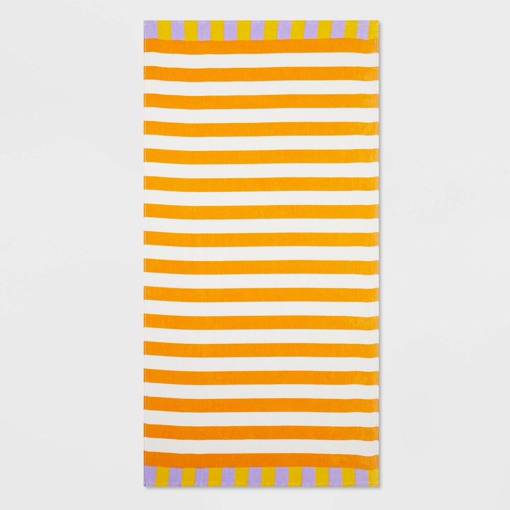 Striped Beach Towel Orange/Yellow - Sun Squad™