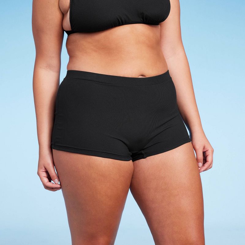 Women's Ribbed Low-Rise Short Bikini Bottom - Wild Fable™, 4 of 10