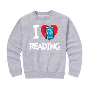 Boys' - Dr. Seuss - The Cat In The Hat Book Cover I Love Reading Graphic Long Sleeve Fleece Sweatshirt - 1 of 4