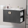 NicBex Floating Wall Mounted Bathroom Vanity with Sink,Bathroom Sink Vanity with Open Storage Shelf,30" Bathroom Sink Cabinet,White/Black - 2 of 4