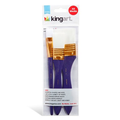 KINGART White Nylon Brush Set 3 pc