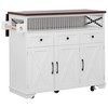 UNISOAR White 46.5" Farmhouse Kitchen Island with Wheels - 2 of 4