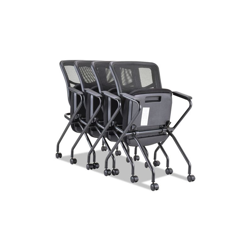 Alera Alera Elusion Mesh Nesting Chairs with Padded Arms, Supports Up to 275 lb, 18.11" Seat Height, Black, 2/Carton, 5 of 6