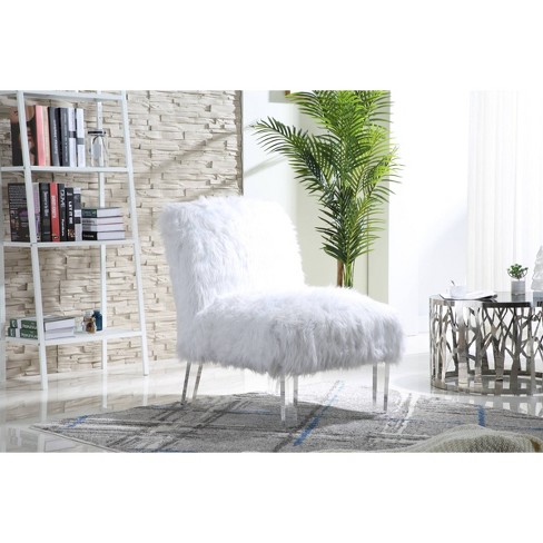 White fur best sale accent chair