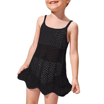 Girls Sheer Cover Dress Summer Beach Cover Up Dresses Crochet Beach Dress for Little Girl  Sleeveless Spaghetti Strap Sheer Beach Sheer Cover Up