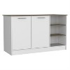 LunaLulinlk Kitchen Island, Three Open Shelves, Two Cabinets -White / Dark Brown - 2 of 4