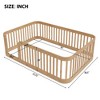 Twin/Full Size Wood Platform Bed Frame with Fence and Rounded Corners, White/Natural-ModernLuxe - 3 of 4