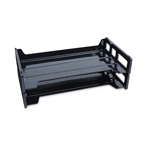 Universal Recycled Plastic Side Load Desk Trays, 2 Sections, Legal Size Files, 16.25" x 9" x 2.75", Black - 1 of 4