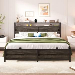 Besiost Storage Bed with Sliding Doors, LED Lights & USB Charging Station - 1 of 4