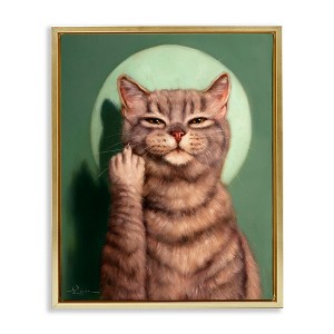 Stupell Industries Cat & Middle Finger Floating Frame Canvas Art - 1 of 4
