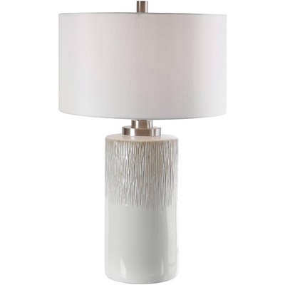 Uttermost Georgios 28 1/2" Aged White Ceramic Cylindrical Table Lamp